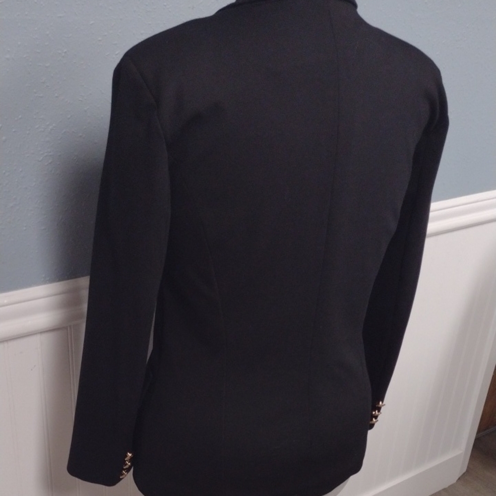 Attitude Unknown Chic Black Double-Breasted Blazer with Gold Accents - Picture 8 of 16